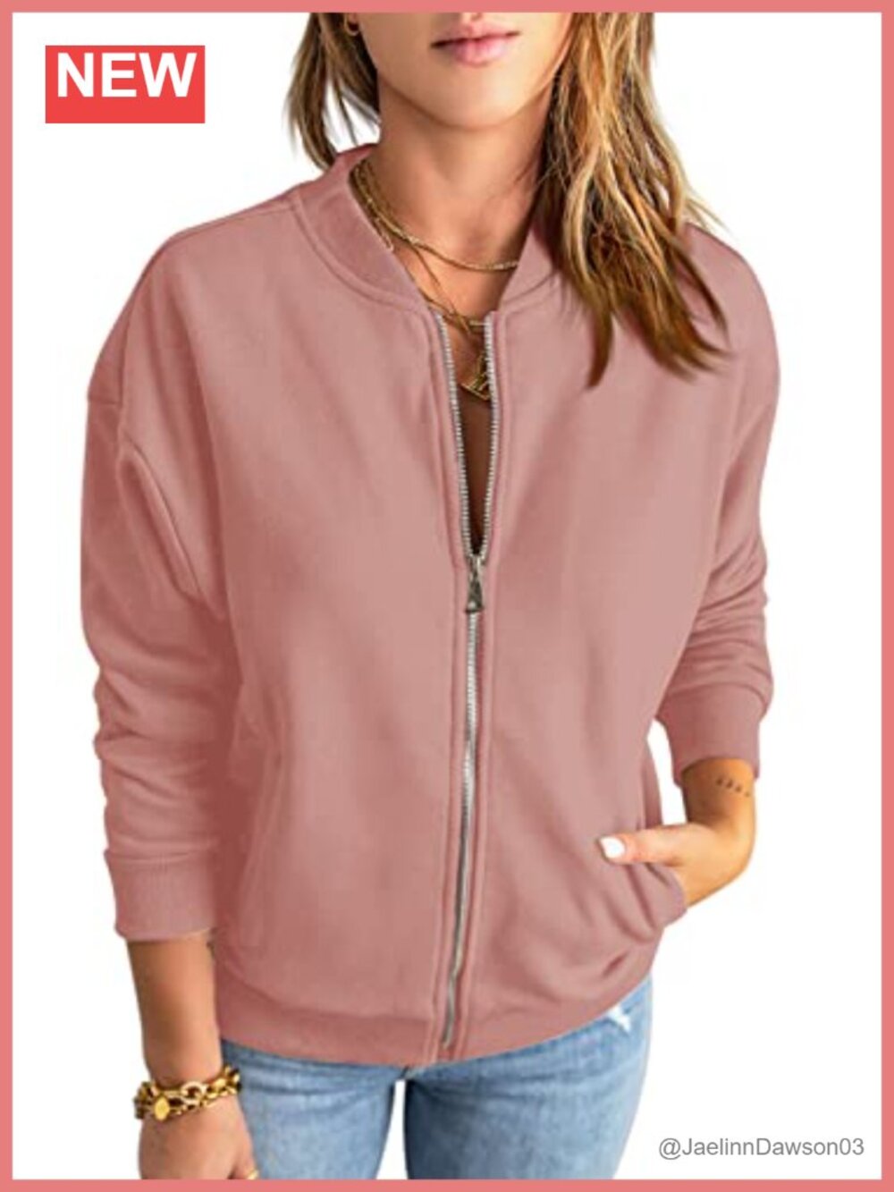 Women's 100% Cotton Zip Up Sweatshirt Long Sleeve Loose Fit Casual Pockets